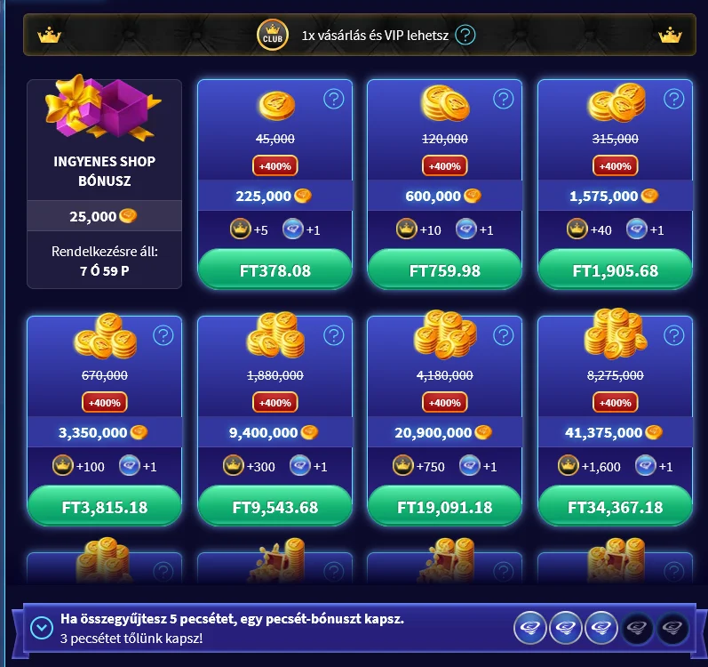 GameTwist bónusz bolt Twists csomagokkal és jutalom kapcsolatos virtuális valuta ajánlatokkal