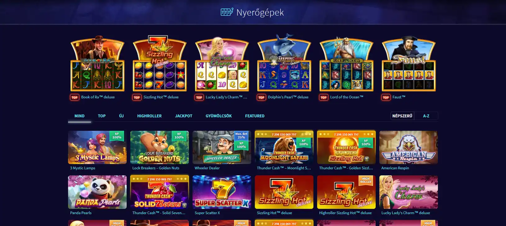 Nyerőgép könyvtár a GameTwist platformon